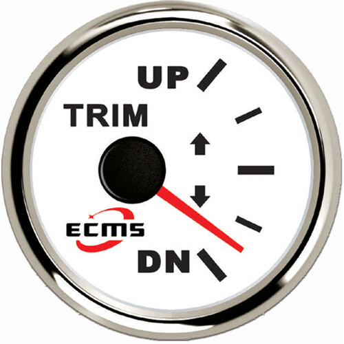 ECMS Boat Trim Gauge - White & Chrome - Dia 2" 52MM Outboard Marine 0~190? 12V Part#: 800-00081