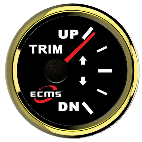 ECMS Boat Trim Gauge - Black & Gold - Dia 2" 52MM Outboard Marine 0~190? 12V