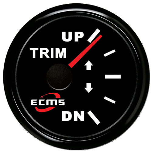 ECMS Boat Trim Gauge - Black on Black - Dia 2" 52MM Outboard Marine 0~190? 12V