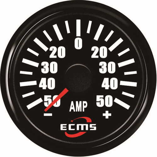 ECMS Ampere Meter -50~50(A)- Black on Black -2" 52MM Ammeter AMP Gauge