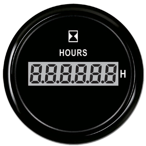 ECMS Digital Hourmeter - Black on Black -Dia 2" 52MM Boat Marine 12V Hour Meter 