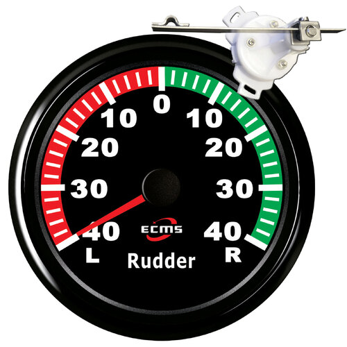 ECMS Rudder Angle gauge + Indicator Sensor - Black on Black -Dia 85MM