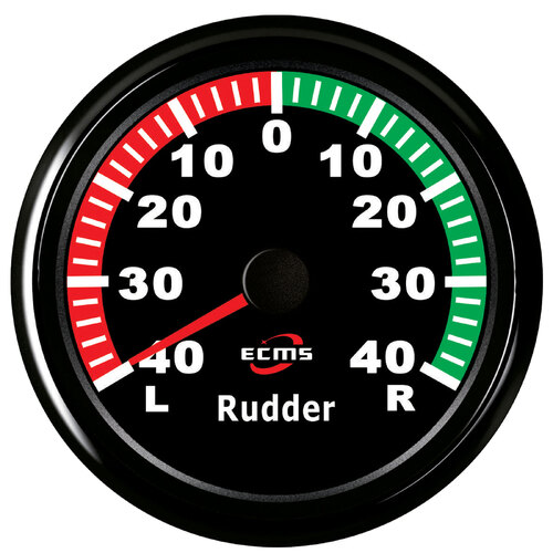 ECMS Rudder Angle gauge - Black on Black - Dia 85MM Marine Boat Indicator 60mA 12V 24V