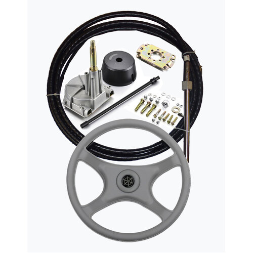 BOAT STEERING KIT ✱ 11FT / 3.3m ✱ Cable Helm GREY Wheel Multiflex Teleflex Morse Compatible