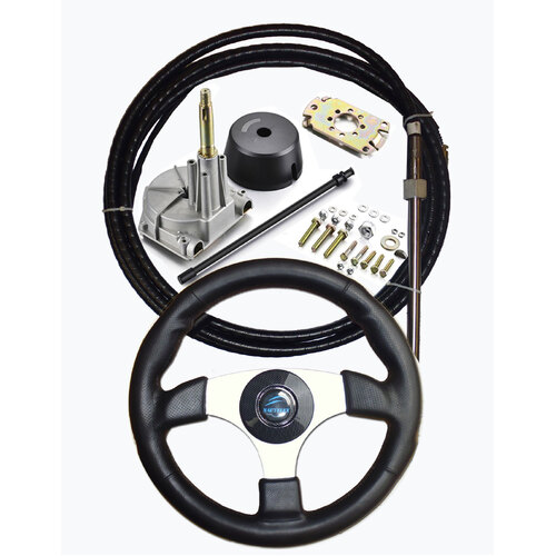 Boat Steering Kit 16ft / 4.87m Cable Helm Sports Wheel Multiflex Teleflex Morse Compatible Part #: YK7-160-16-H-W-S
